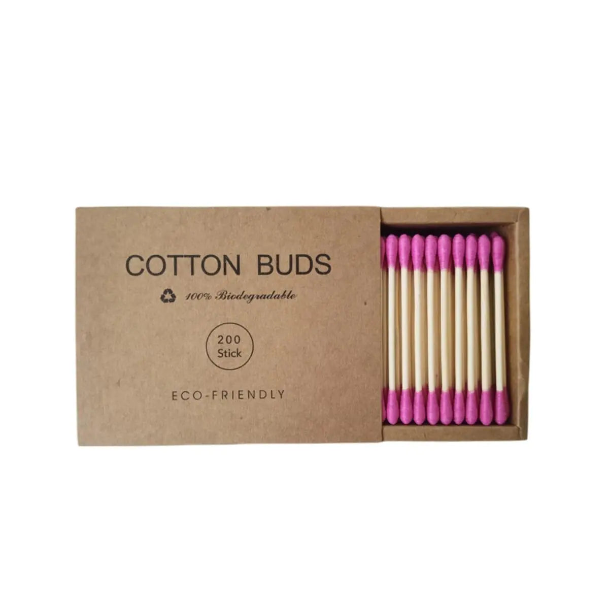 2000 PCs Premium Cotton Swabs Natural Cotton Buds Biodegradable Organic Double Tips for Ear Wax Removal (200PCsHot Pink)