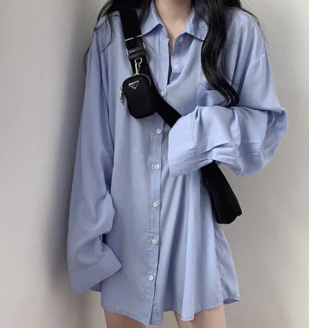 Loose Long Sleeve Cotton-Linen Shirt for Women