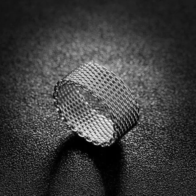 Cherish Mesh Rings In 18kt Gold Plating Rose Gold Plating And 925 Silver Plated