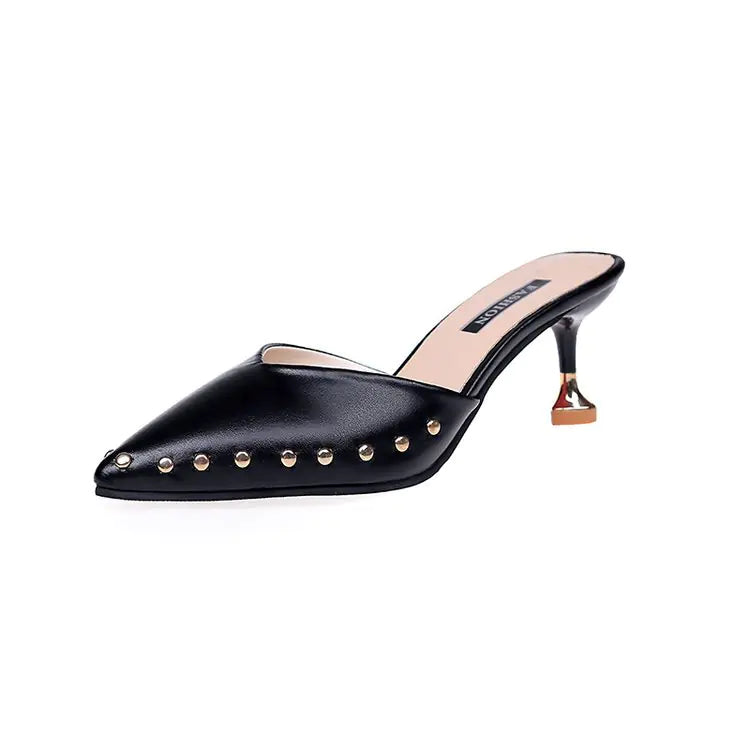 Summer Pointed Toe Rivet Baotou Stiletto Sandals