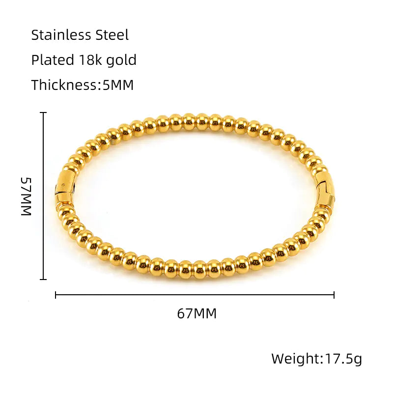Fashion Bamboo Titanium Steel Bracelet with Three Beads