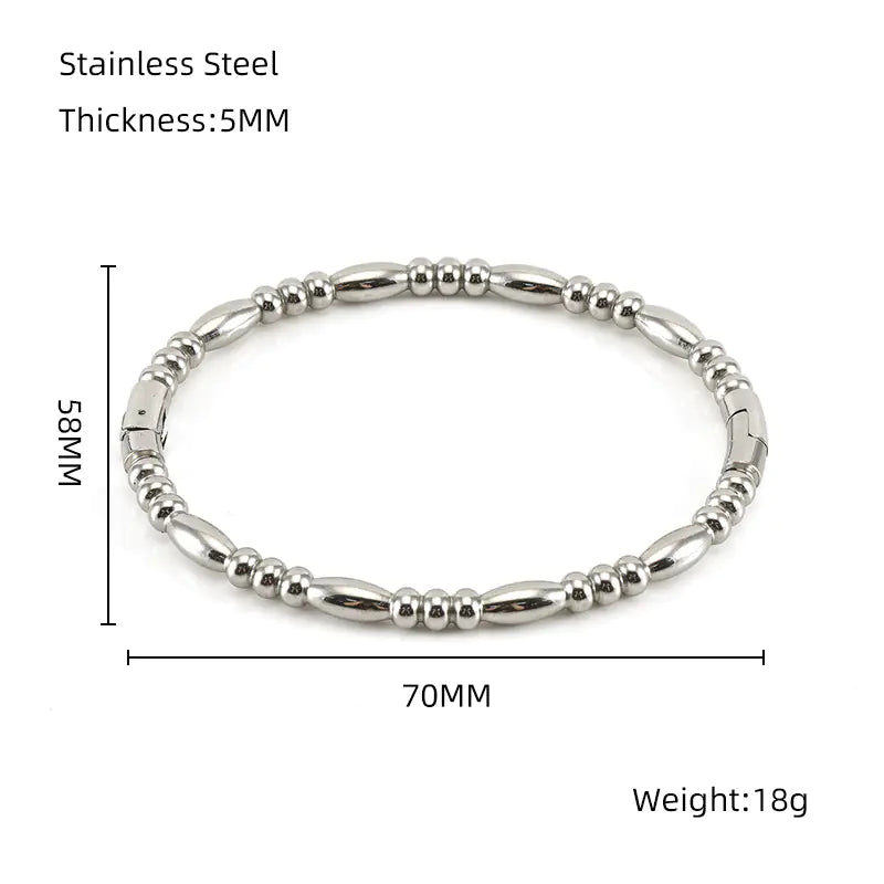 Fashion Bamboo Titanium Steel Bracelet with Three Beads