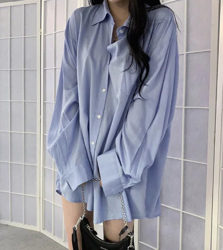 Loose Long Sleeve Cotton-Linen Shirt for Women