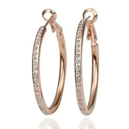 Hoop Earrings with Crystals in 18kt GF  White, Yellow or Rose Gold