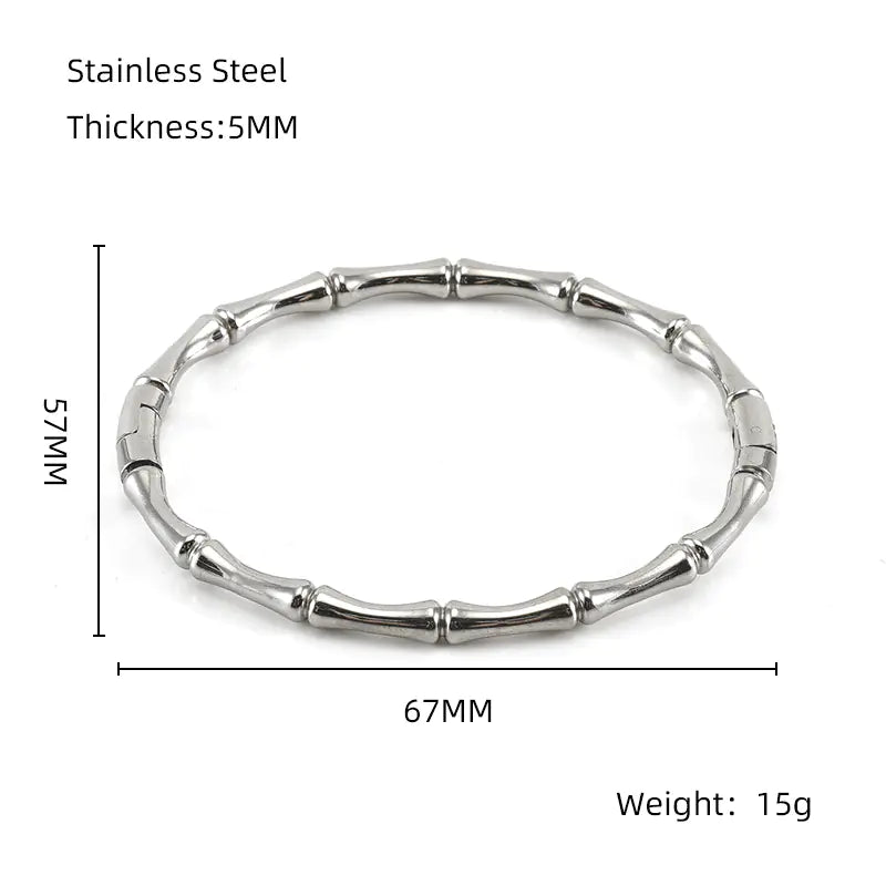 Fashion Bamboo Titanium Steel Bracelet with Three Beads