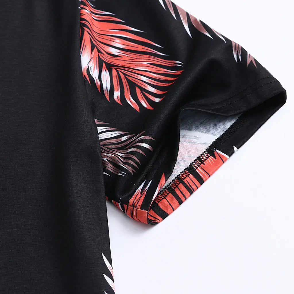 Men's Printed Hawaiian Shirt with Leaf Design