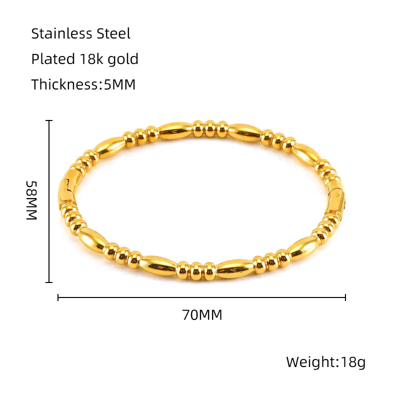 Fashion Bamboo Titanium Steel Bracelet with Three Beads