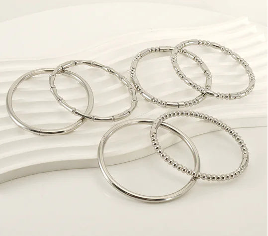 Fashion Bamboo Titanium Steel Bracelet with Three Beads