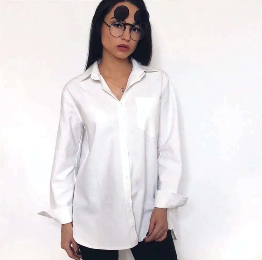 Loose Long Sleeve Cotton-Linen Shirt for Women