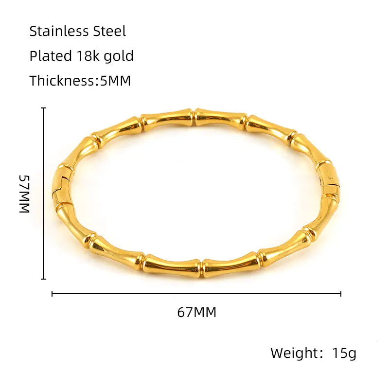 Fashion Bamboo Titanium Steel Bracelet with Three Beads