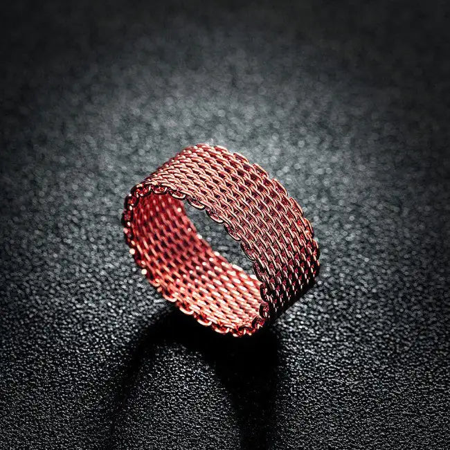 Cherish Mesh Rings In 18kt Gold Plating Rose Gold Plating And 925 Silver Plated