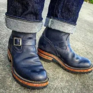 Men's Casual Fashion Mid-Tube Flat-Bottomed Wedge Boots