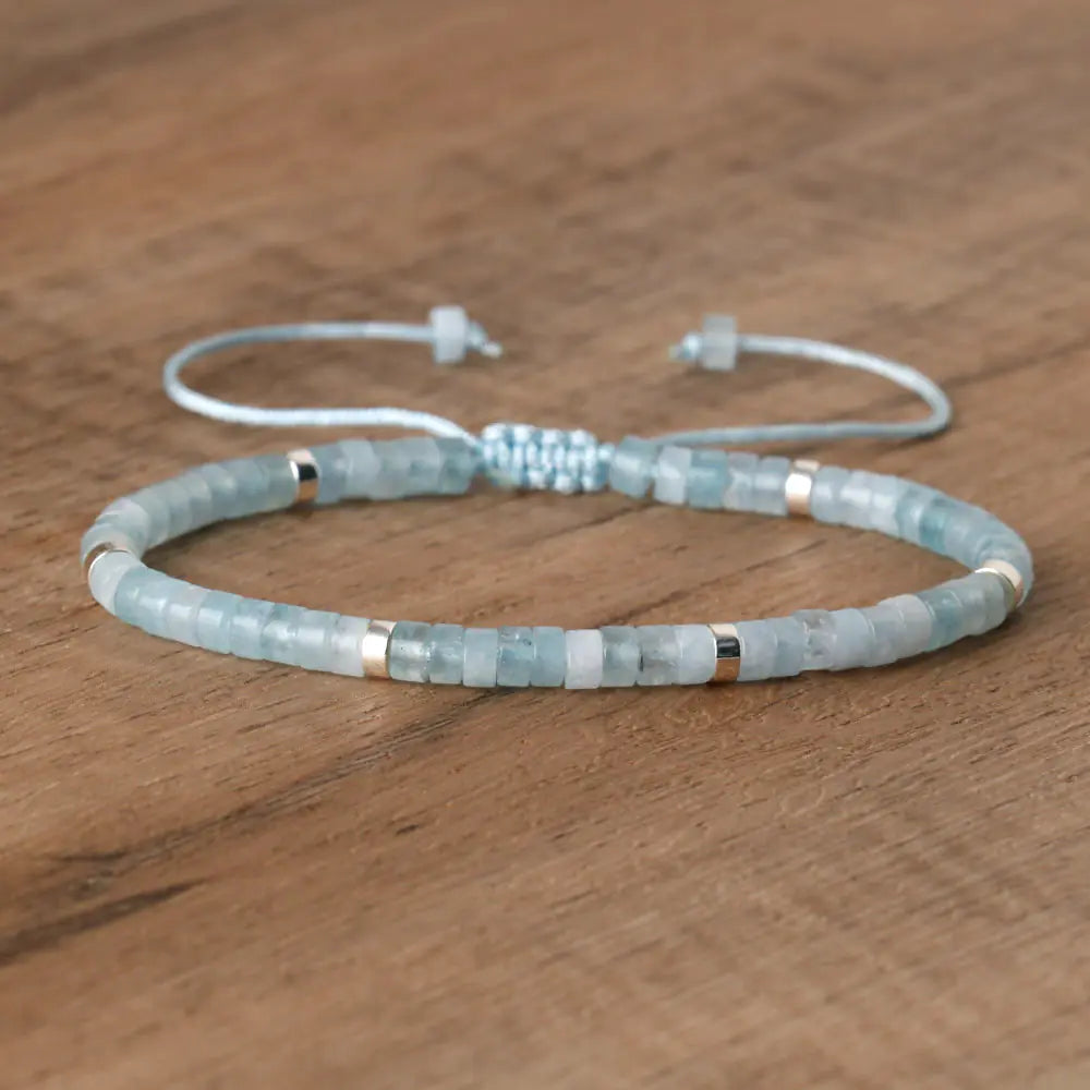 Adjustable Braided Bracelet with Natural Stone Beads