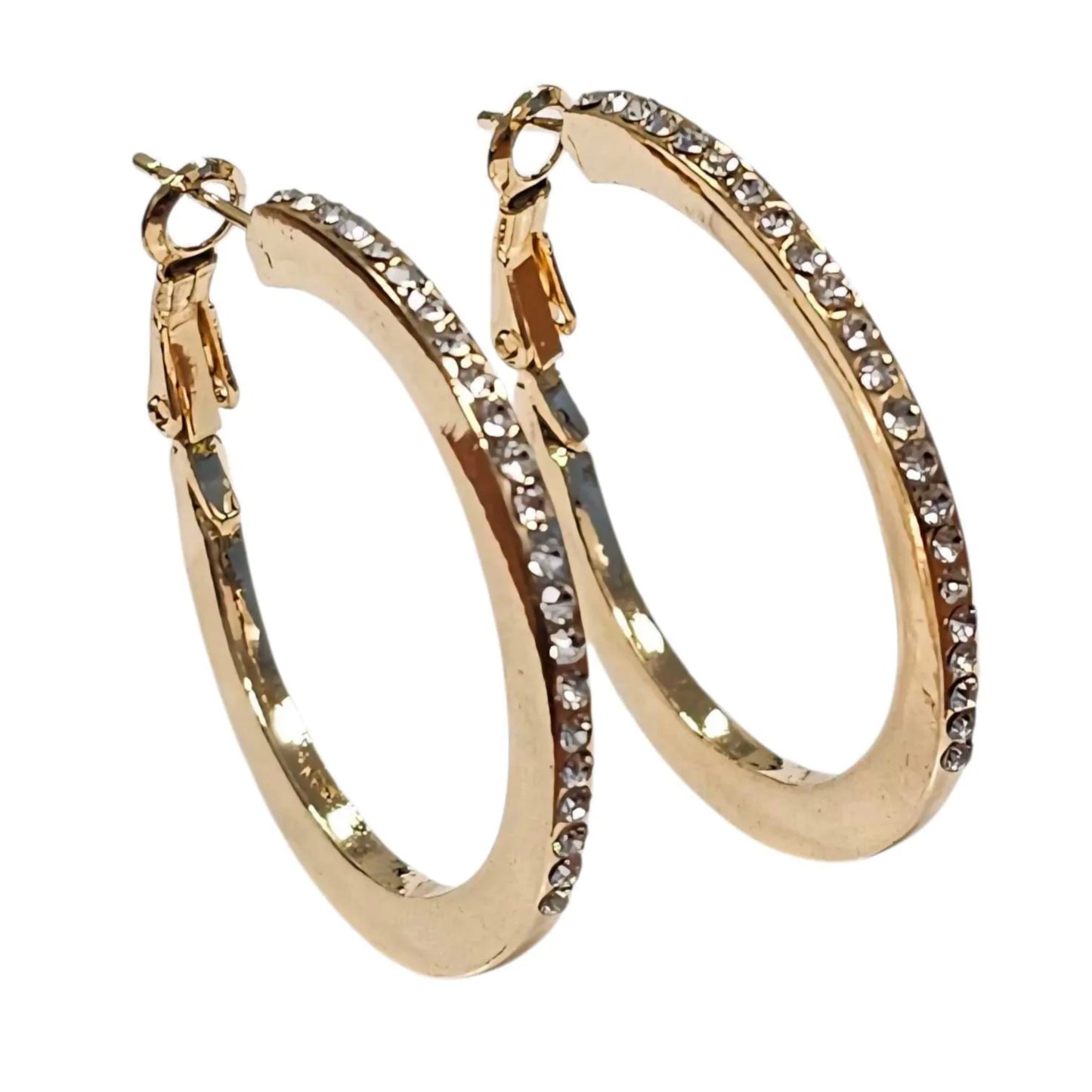 Hoop Earrings with Crystals in 18kt GF  White, Yellow or Rose Gold