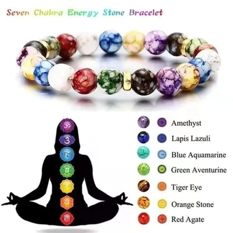 Colorful Yoga Balance Energy Beads Volcanic Stone Bracelet