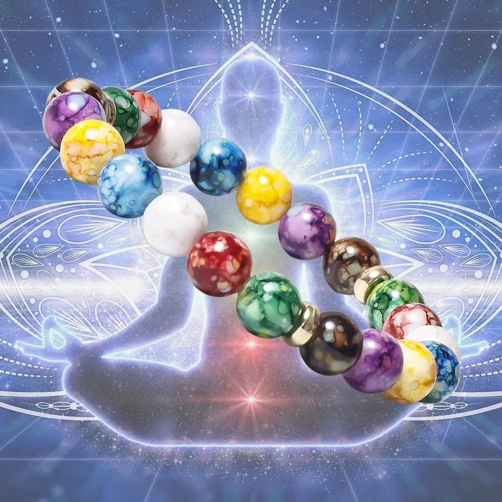 Colorful Yoga Balance Energy Beads Volcanic Stone Bracelet