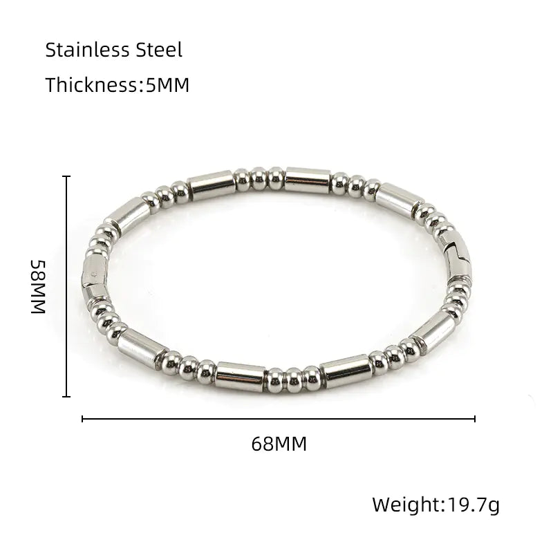 Fashion Bamboo Titanium Steel Bracelet with Three Beads