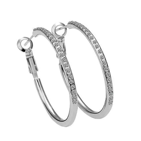 Hoop Earrings with Crystals in 18kt GF  White, Yellow or Rose Gold