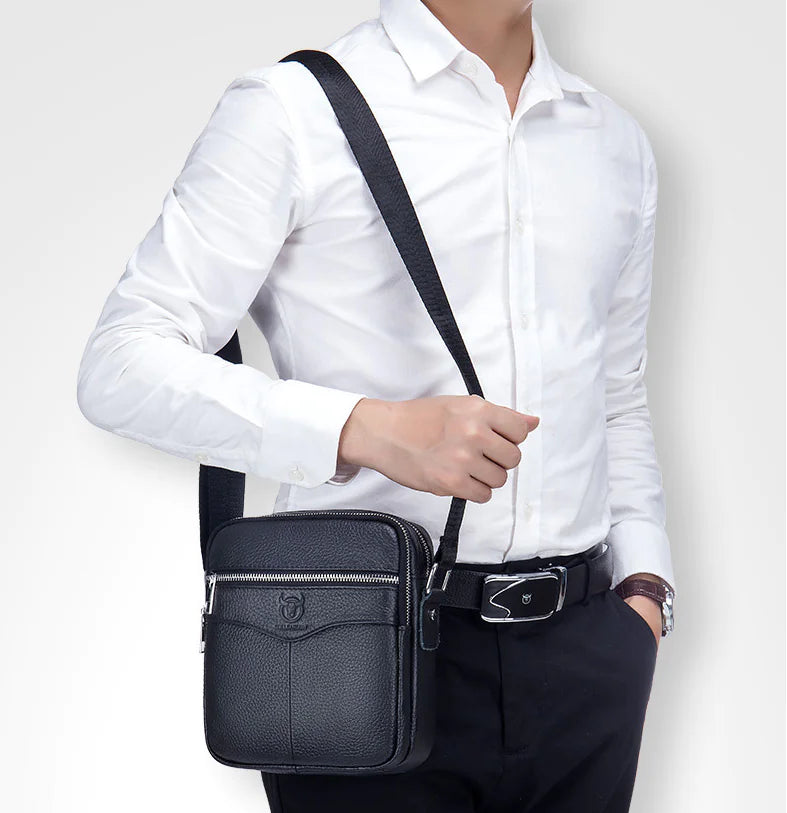 Men's Genuine Leather Crossbody Bag - Mini Wallet